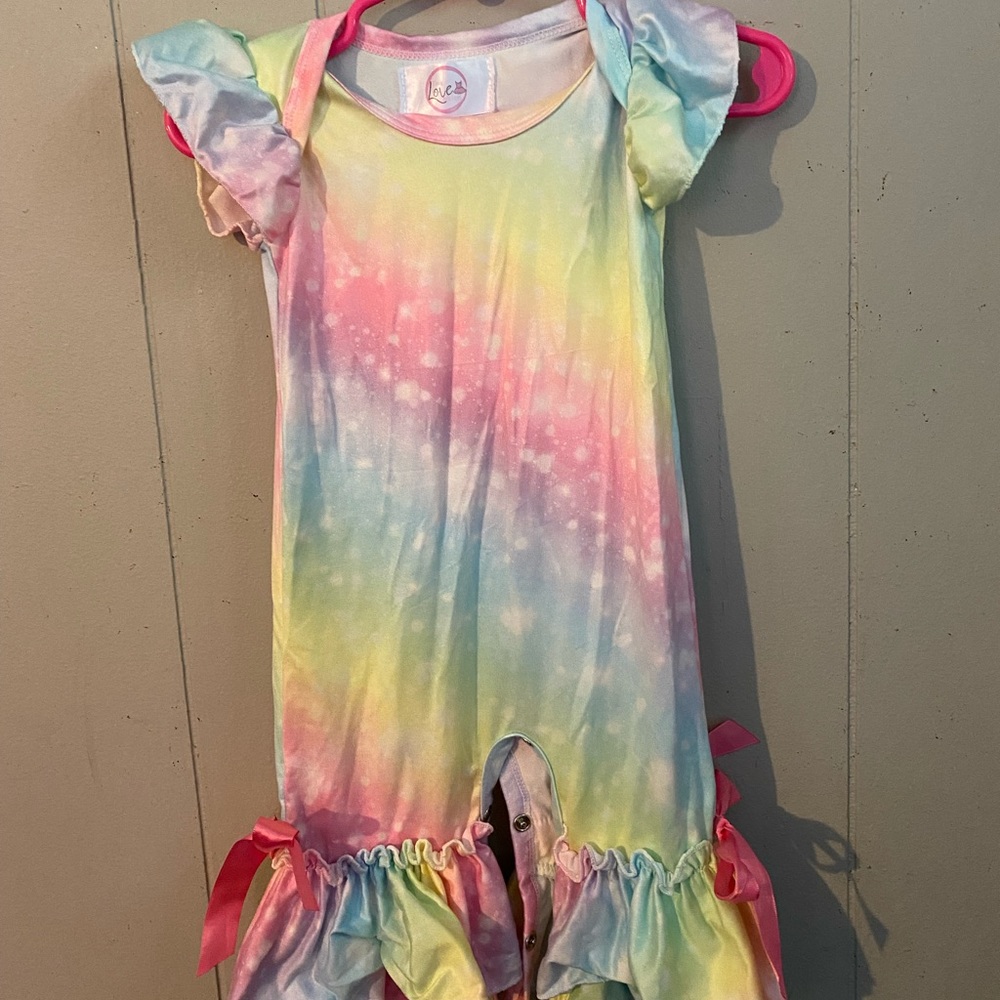 Tie dye ruffle romper